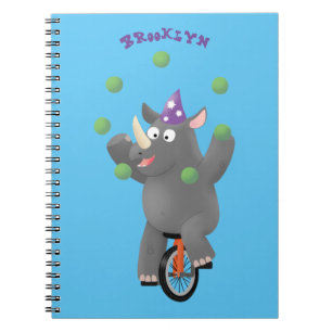Cuaderno Rinocerontes divertidos y lindos en monociclo