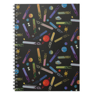 Cuaderno RIQUEZA Y MORTY™ Patrón de cometas del espacio