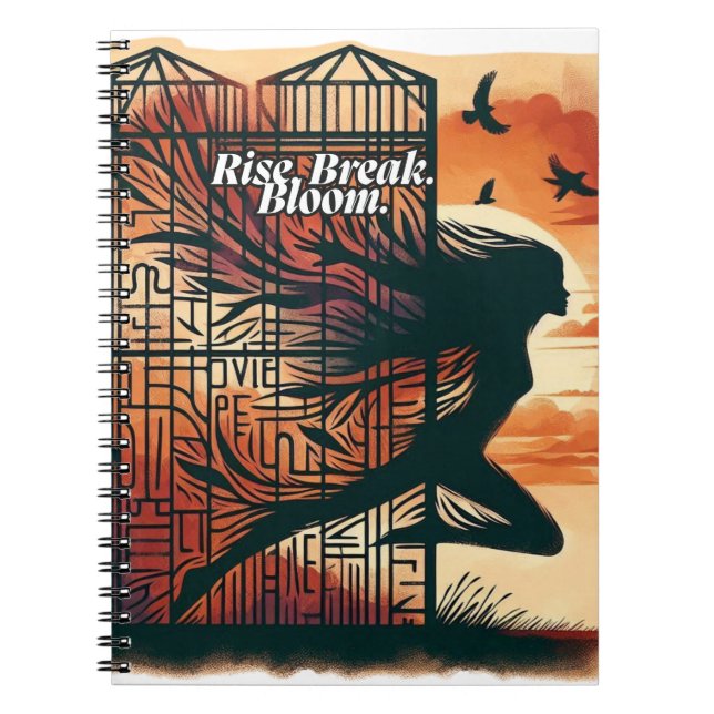 Cuaderno Rise Break Bloom – Powerful quote art for blooming (Frente)
