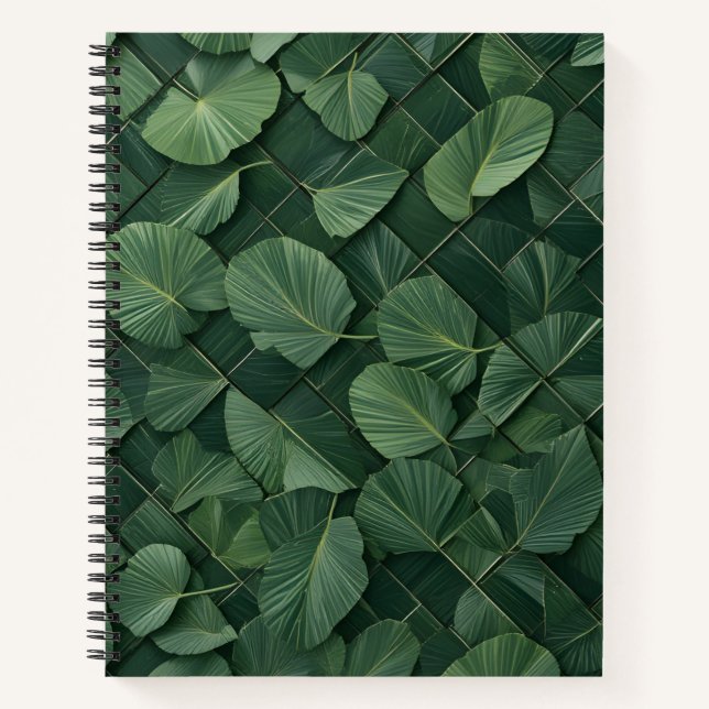 Cuaderno Ritmo verde: Cuadrícula de hojas tropicales (Anverso)