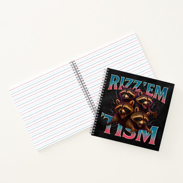 Cuaderno Rizz Em With The Tism Meme Autism Funny Racoon (Interior)