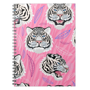 Cuaderno Roar de tigres blancos: Patrón de selva tropical d