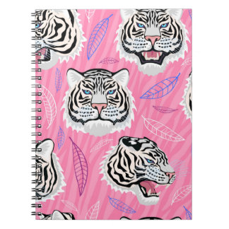 Cuaderno Roar de tigres blancos: Patrón de selva tropical d
