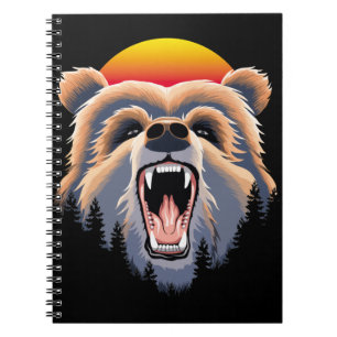 Cuaderno Roaring Grizzly Bear Face