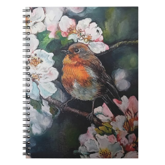 Cuaderno Robin con flor de cerezo (Frente)