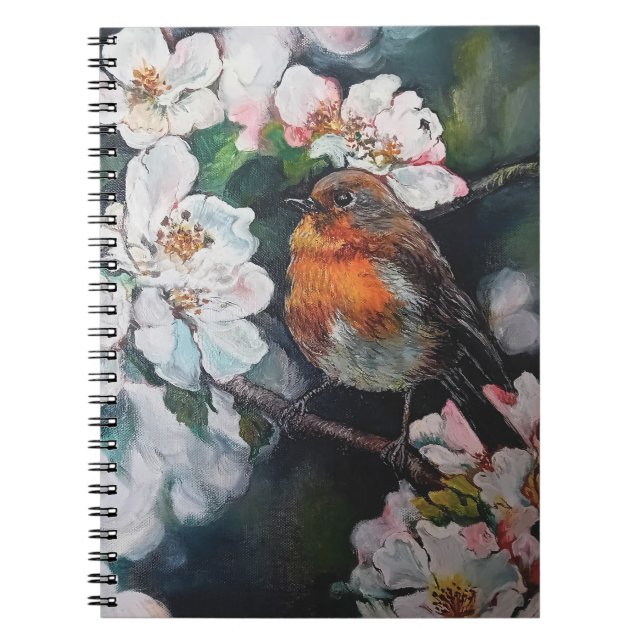 Cuaderno Robin con flor de cerezo (Frente)