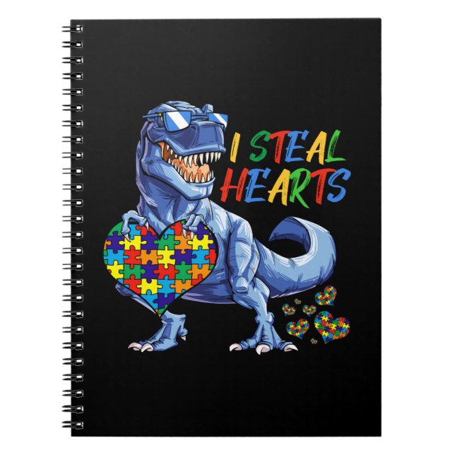 Cuaderno Robo corazones rompe el autismo Dinosaurios de con (Frente)