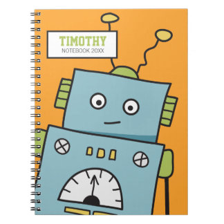 Cuaderno Robot azul con nombre personalizado