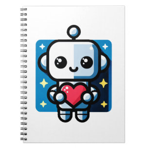 Cuaderno Robot lindo con corazón - Amor Adorable y Tecnolog