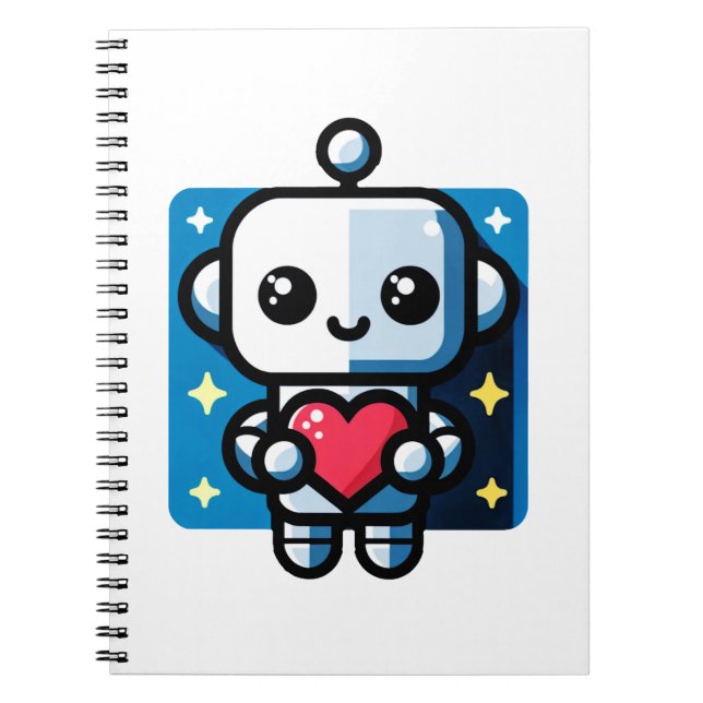Cuaderno Robot lindo con corazón - Amor Adorable y Tecnolog (Frente)