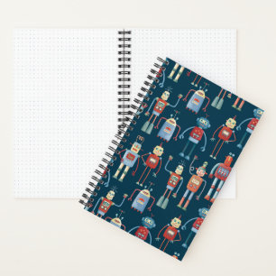 Cuaderno Robots vintage de estilo retro de los años 50
