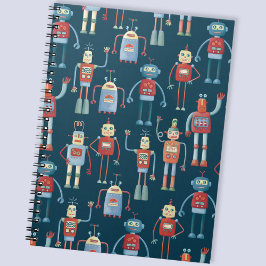 Cuaderno Robots vintage de estilo retro de los años 50