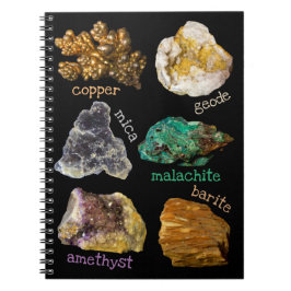 Cuaderno Rocas geoidales de malaquita de cobre Amethyst Mic
