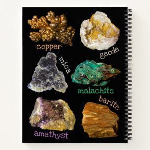 Cuaderno Rocas geoidales de malaquita de cobre Amethyst Mic