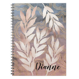 Cuaderno Rociados de hoja de oro rosa sobre fondo abstracto