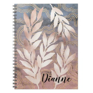 Cuaderno Rociados de hoja de oro rosa sobre fondo abstracto
