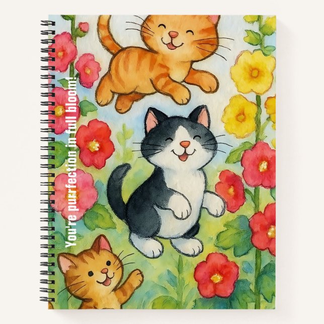 Cuaderno Rociando gatos de campo en los jardines (Anverso)