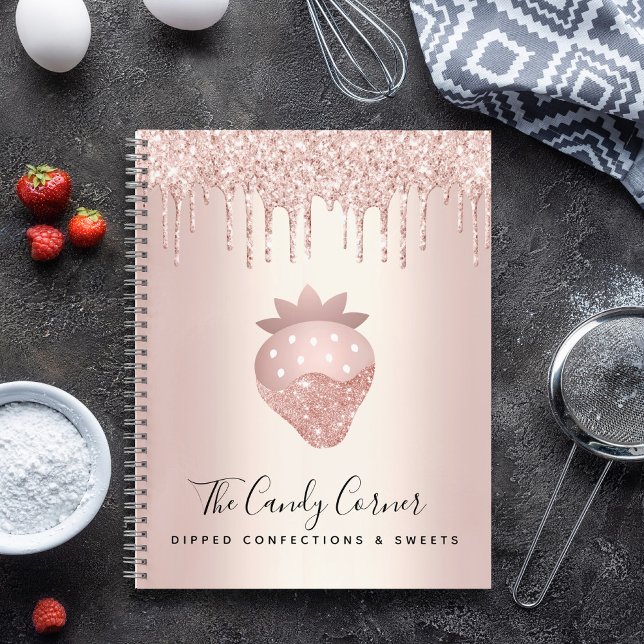 Cuaderno Rocío de purpurina de oro rosa con sabor a fresa (Subido por el creador)