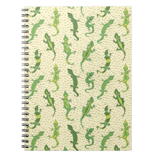 Cuaderno Rock Climbing Geckos en amarillo - patrón sin fisu (Frente)