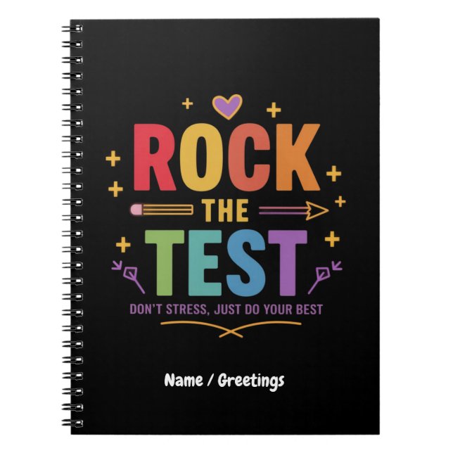 Cuaderno Rock the Test no enfatiza la motivación divertida (Frente)