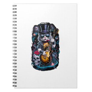 Cuaderno Rock y Roll Rock C de Guitarra Jugando Gato 80's 9