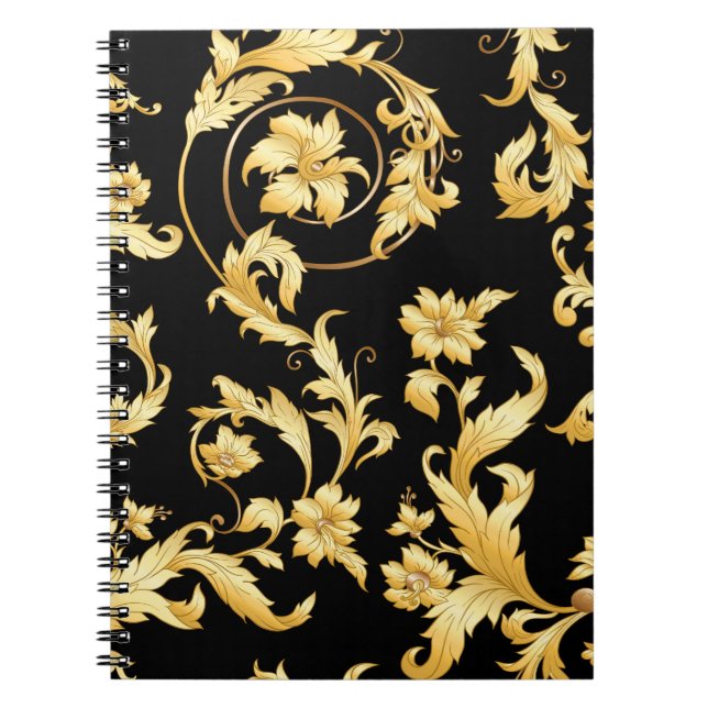 Cuaderno Rococo barroco, patrón floral victoriano. (Frente)