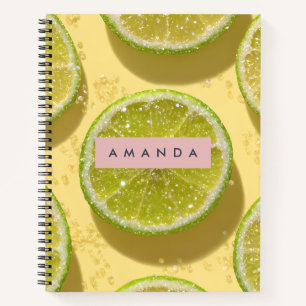Cuaderno Rodaja de lima con brillo personalizado Citrus con