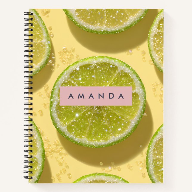 Cuaderno Rodaja de lima con brillo personalizado Citrus con (Anverso)