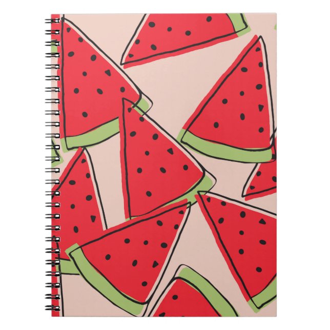 Cuaderno rodajas de sandía con fondo rosa sin soldadura (Frente)