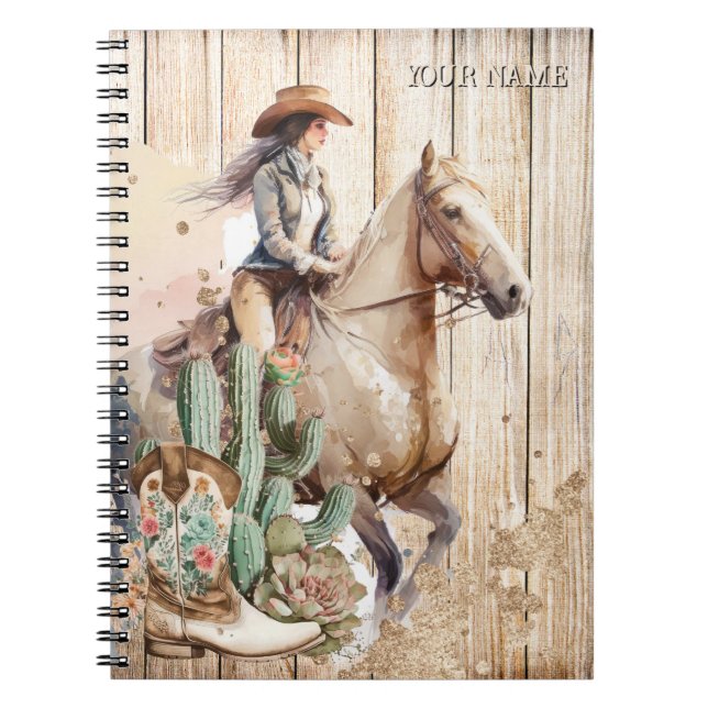 Cuaderno Rodeo vaquero desierto outride cactus botas de vaq (Frente)