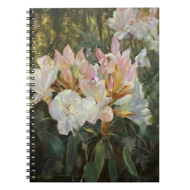 Cuaderno Rododendros rosados y blancos Foliage Verde Profun (Frente)