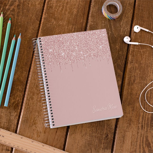 Cuaderno Rojizo Polvo Rosa Personalizado Brillo Dorado (Subido por el creador)