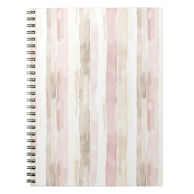 Cuaderno Rojizo Rosa Crema Rayas (Frente)