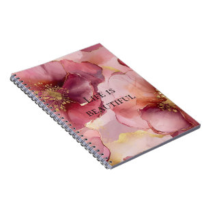 Cuaderno Rojizo Rosa Desvanecido Dorado Floral Burgundy