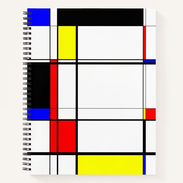 Cuaderno Rojo amarillo geométrico moderno inspirado en Mond (Anverso)