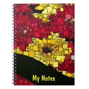 Cuaderno Rojo, amarillo y mini plantilla del fondo de la