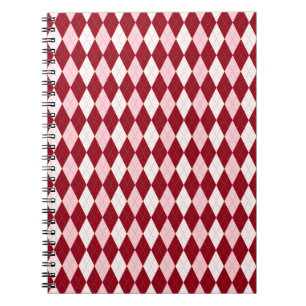 Cuaderno Rojo Argyle Crimson Forma de Diamante Pequeño Rosa