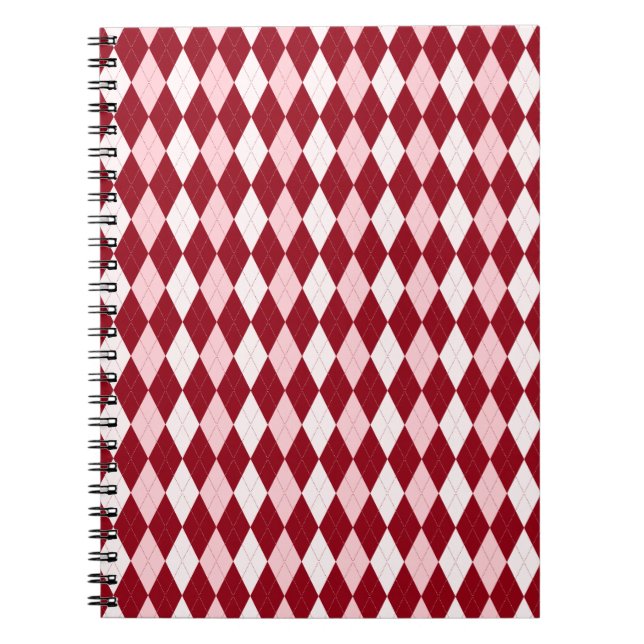 Cuaderno Rojo Argyle Crimson Forma de Diamante Pequeño Rosa (Frente)