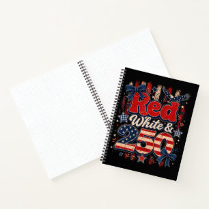 Cuaderno Rojo Blanco 250 Años Libertad Americana 1776-2026