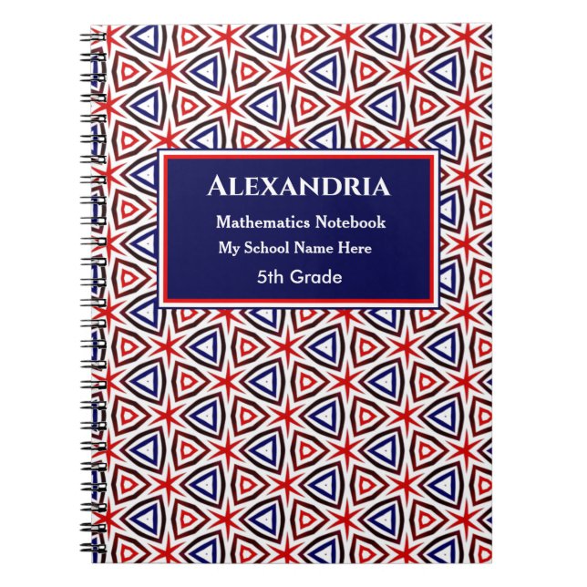 Cuaderno Rojo Blanco Azul Patriótico Americano Personalizab (Frente)