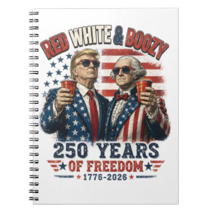 Cuaderno Rojo Blanco Borracho Trump George Washington 250