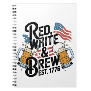 Cuaderno Rojo Blanco & Cerveza Est 1776 4 De Julio 250 Aniv