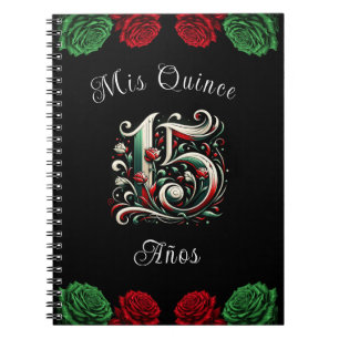 Cuaderno Rojo Blanco Verde Mis Quince Años 15 Quinceañera