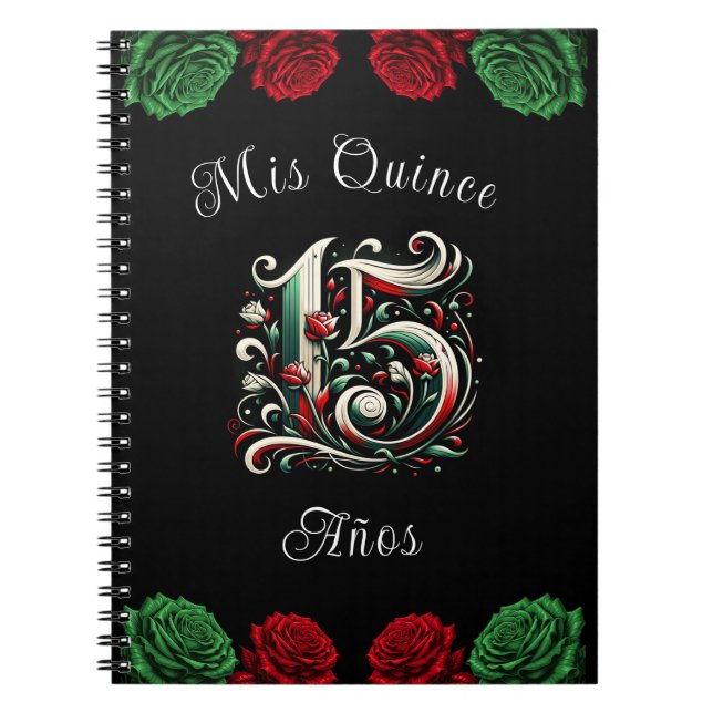 Cuaderno Rojo Blanco Verde Mis Quince Años 15 Quinceañera (Frente)