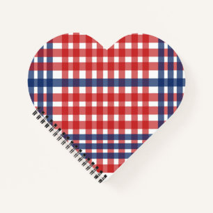Cuaderno Rojo blanco y azul Gingham Plaid