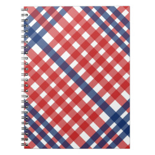 Cuaderno Rojo blanco y azul Gingham Plaid