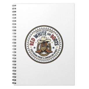 Cuaderno Rojo Blanco Y Botas Patriótico Patriótico Sureño C