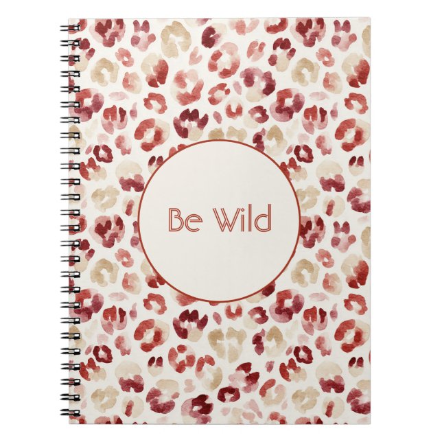 Cuaderno Rojo Burdeos Crema Leopardo Sé Salvaje (Frente)