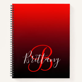 Cuaderno Rojo Burdeos intenso y ombre negro con monograma