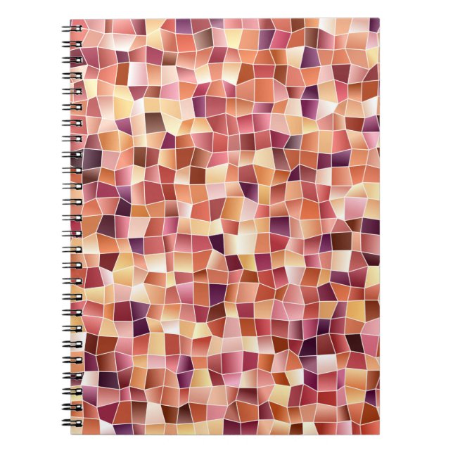 Cuaderno Rojo claro, fondo vintage amarillo con rectángulo (Frente)